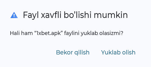 1XBET Androidga Yuklash (APK) - O'zbekiston uchun 1XBET Dasturini Yuklab Olish