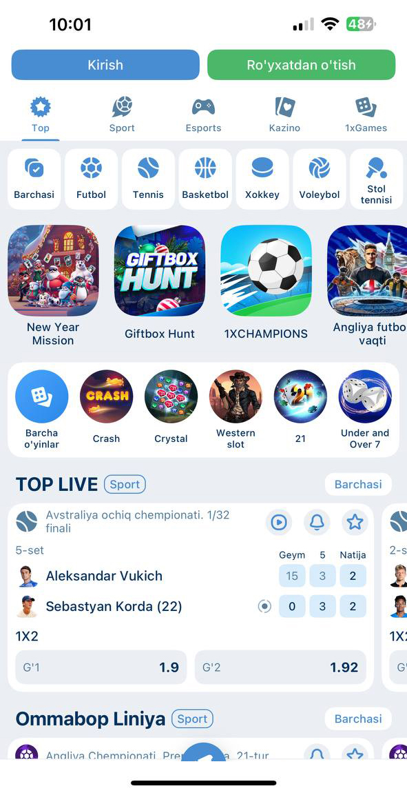 1XBET Androidga Yuklash (APK) - O'zbekiston uchun 1XBET Dasturini Yuklab Olish