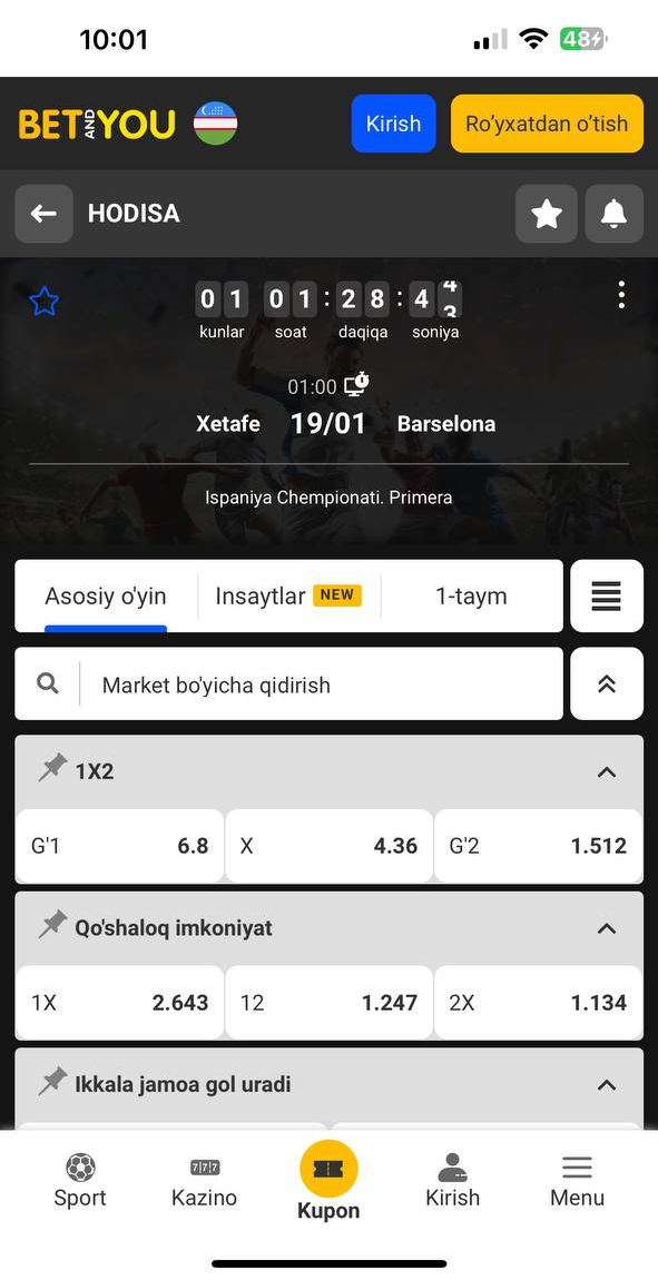 1XBET Androidga Yuklash (APK) - O'zbekiston uchun 1XBET Dasturini Yuklab Olish