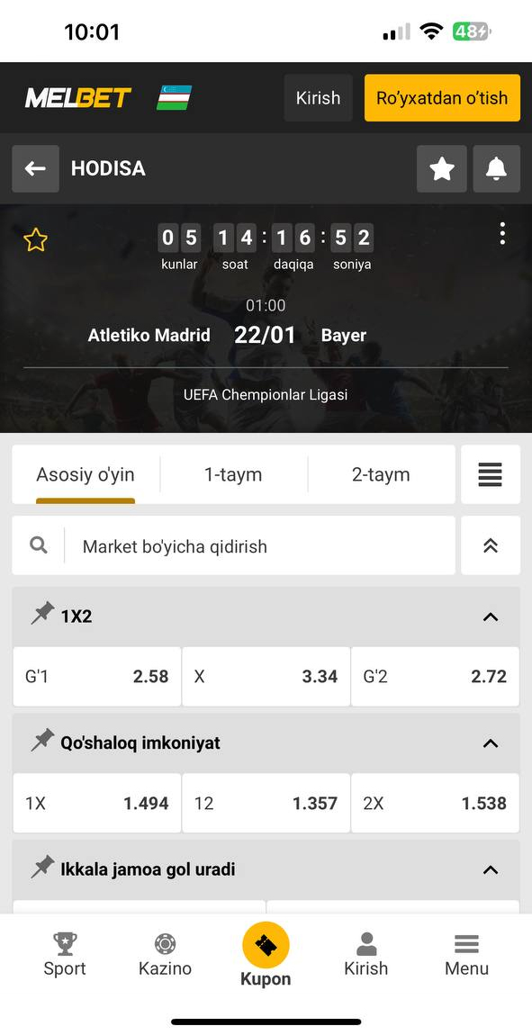 1XBET Androidga Yuklash (APK) - O'zbekiston uchun 1XBET Dasturini Yuklab Olish