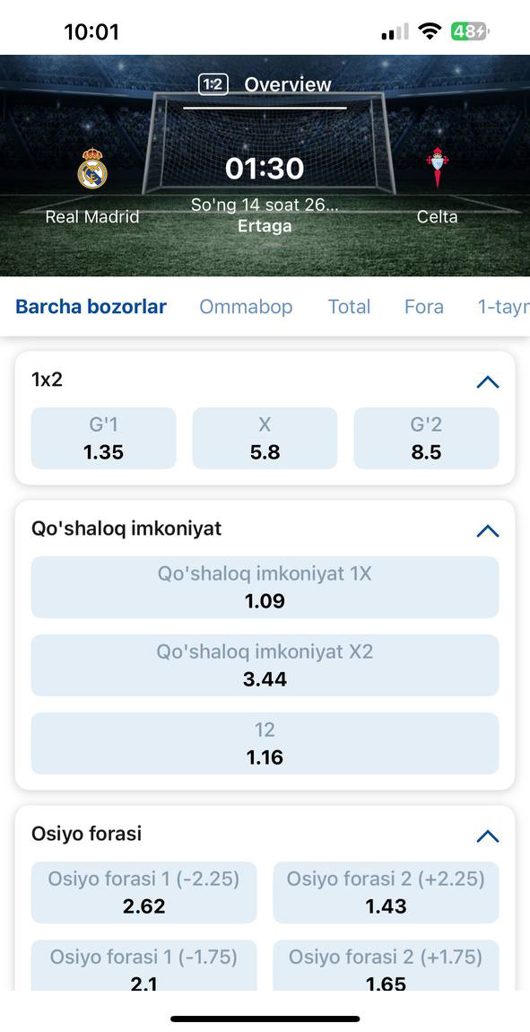 1XBET Androidga Yuklash (APK) - O'zbekiston uchun 1XBET Dasturini Yuklab Olish